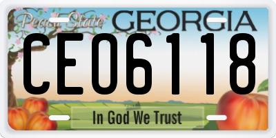 GA license plate CEO6118