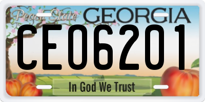 GA license plate CEO6201
