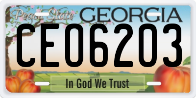 GA license plate CEO6203