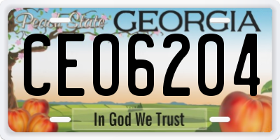 GA license plate CEO6204