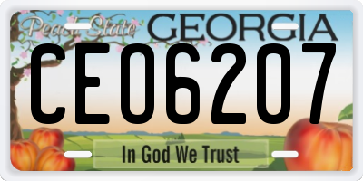 GA license plate CEO6207