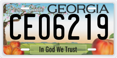 GA license plate CEO6219