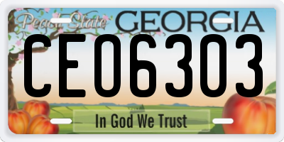 GA license plate CEO6303