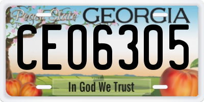 GA license plate CEO6305