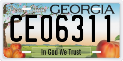 GA license plate CEO6311