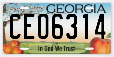 GA license plate CEO6314