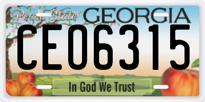 GA license plate CEO6315