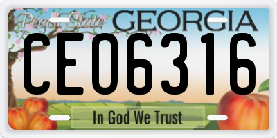 GA license plate CEO6316