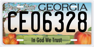 GA license plate CEO6328