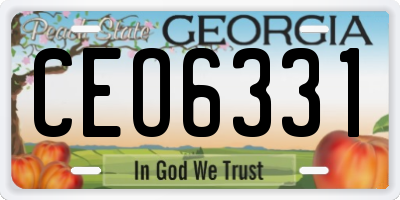 GA license plate CEO6331