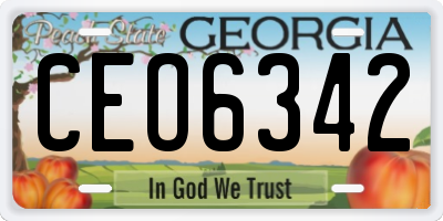 GA license plate CEO6342