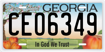 GA license plate CEO6349