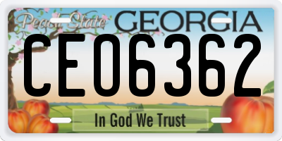 GA license plate CEO6362