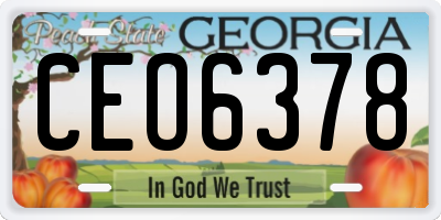 GA license plate CEO6378