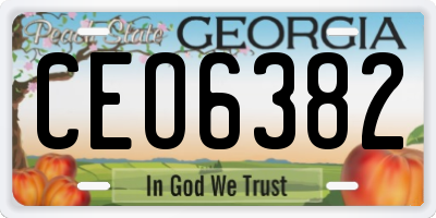 GA license plate CEO6382