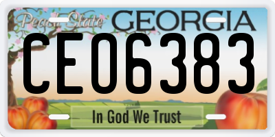 GA license plate CEO6383