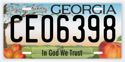 GA license plate CEO6398