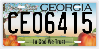 GA license plate CEO6415