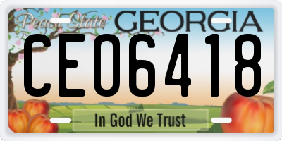 GA license plate CEO6418