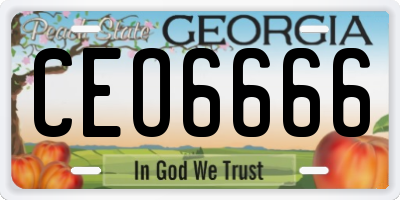 GA license plate CEO6666