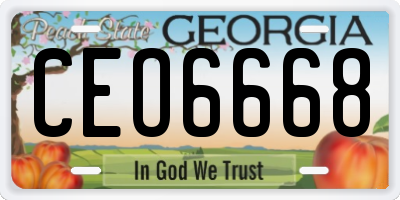 GA license plate CEO6668