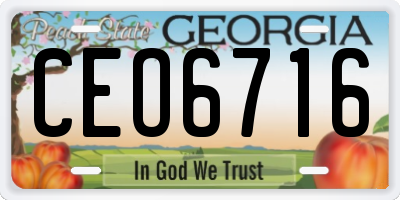GA license plate CEO6716