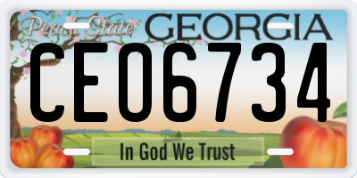 GA license plate CEO6734