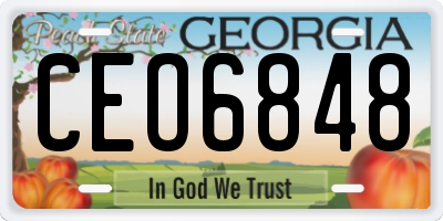 GA license plate CEO6848