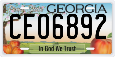 GA license plate CEO6892