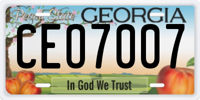 GA license plate CEO7007