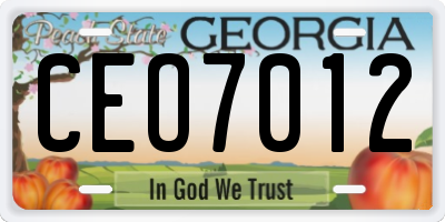 GA license plate CEO7012