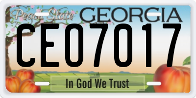 GA license plate CEO7017