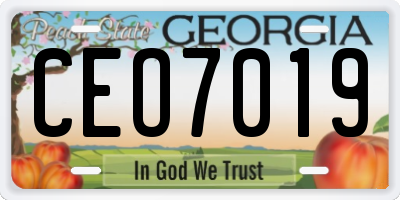 GA license plate CEO7019