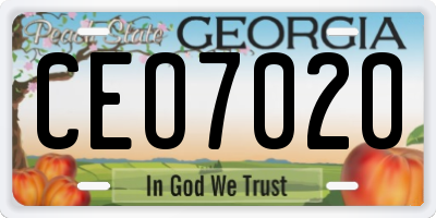 GA license plate CEO7020
