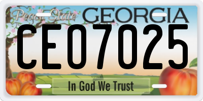 GA license plate CEO7025