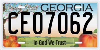 GA license plate CEO7062