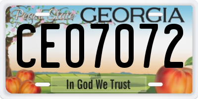 GA license plate CEO7072