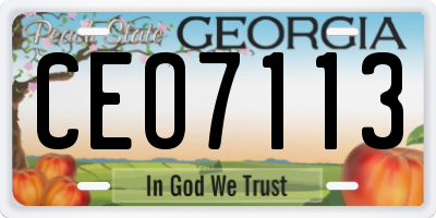 GA license plate CEO7113
