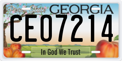 GA license plate CEO7214