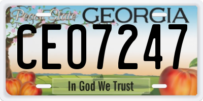 GA license plate CEO7247