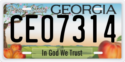 GA license plate CEO7314
