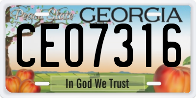 GA license plate CEO7316