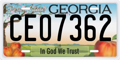 GA license plate CEO7362