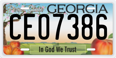 GA license plate CEO7386