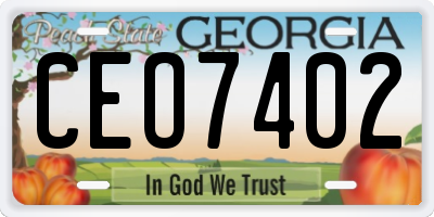 GA license plate CEO7402