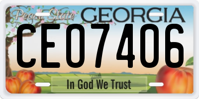 GA license plate CEO7406