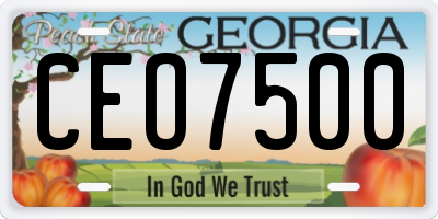 GA license plate CEO7500