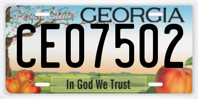 GA license plate CEO7502