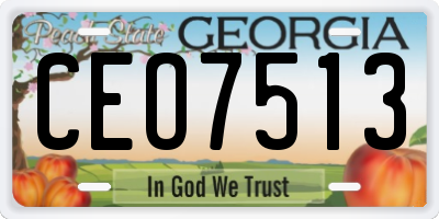 GA license plate CEO7513
