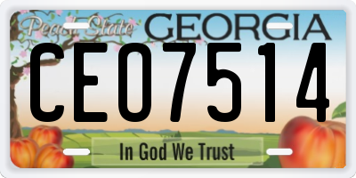 GA license plate CEO7514